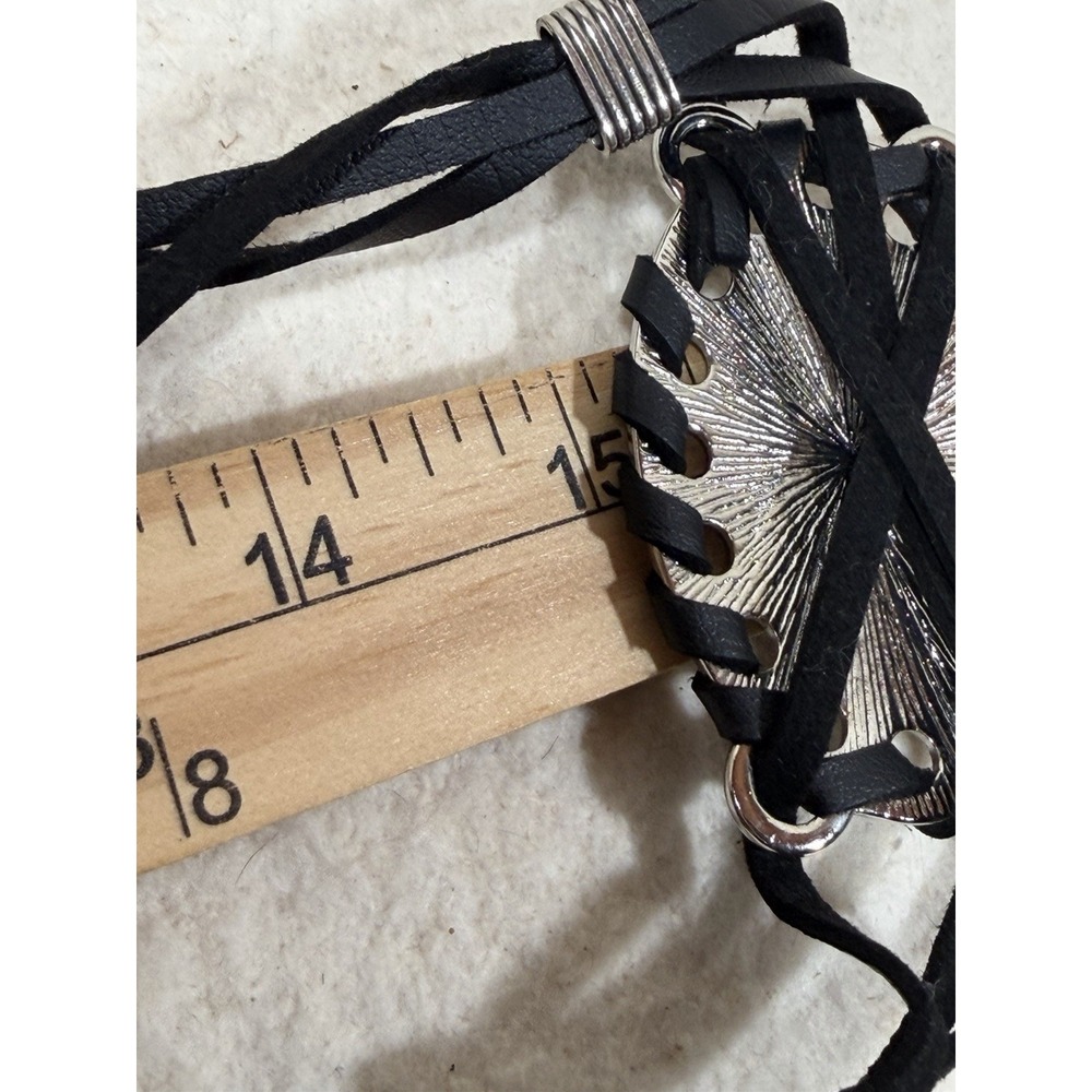 Womens Boho Western Concho Chain Belt Black Silver Festival Y2K Adjustable - Picture 14 of 16